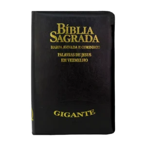 Bíblia RC Letra Gigante Com Índice Ed. Promessas - Palavras de Jesus Em Vermelho - Harpa E Corinhos - Capa Zíper Preta