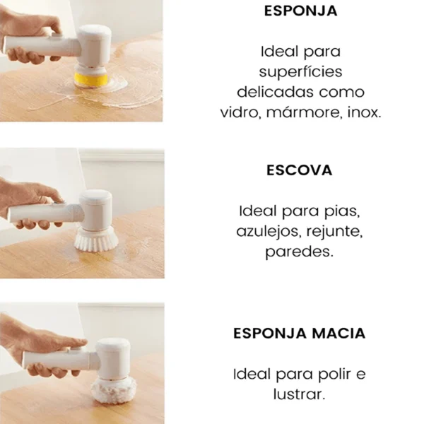 Escova Eletrica de Limpeza 5 em 1 Sem Fio - Image 4