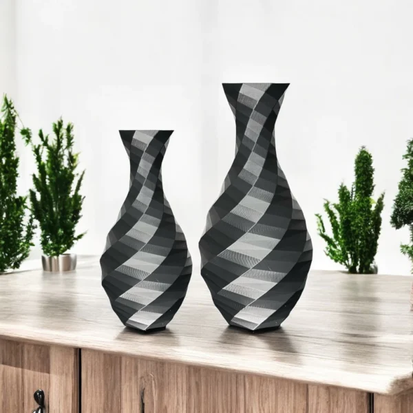 Kit 2 Vasos Decorativos Sala Quarto Escritório Preto