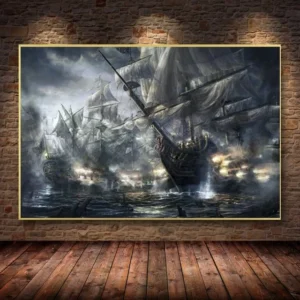 Quadro de navio pirata, murais para sala de estar, decoração de casa