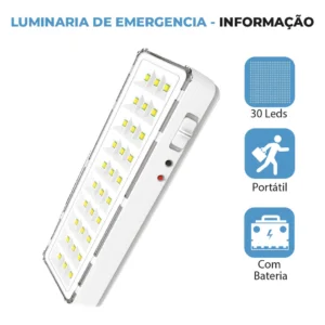 Luminária Emergência Lâmpada 30 Leds
