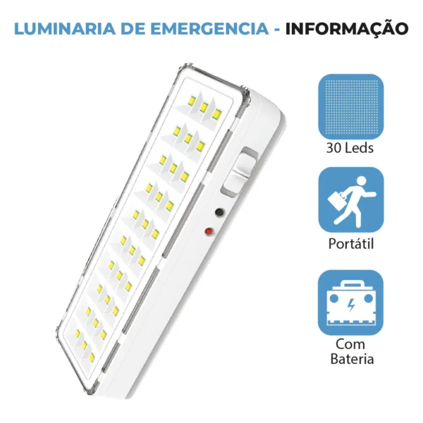 Luminária Emergência Lâmpada 30 Leds